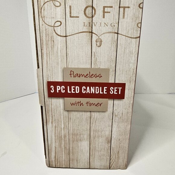 Loft Living Holly Berry Glittered 3 Piece LED Pillar Flameless Candle Set - Picture 5 of 9